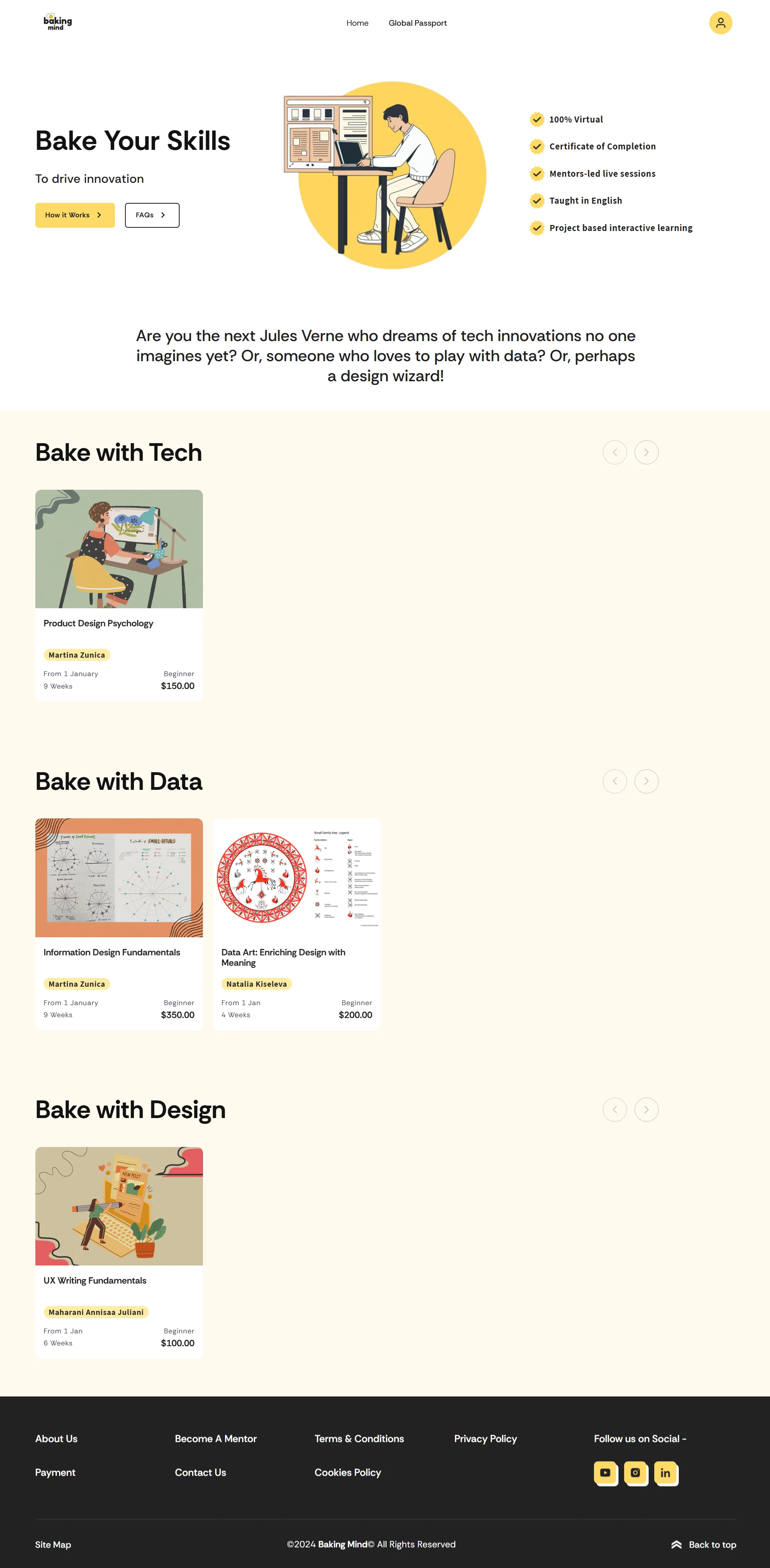 Baking Mind storefront homepage