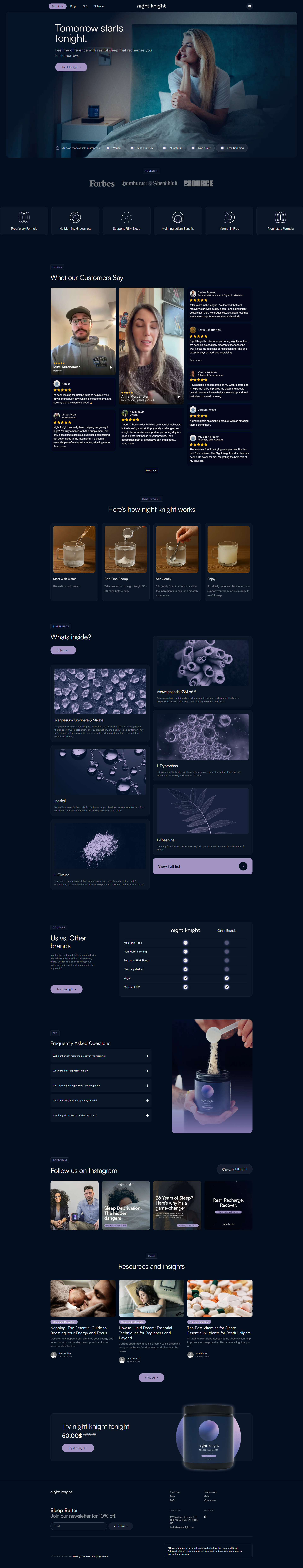 Night Knight storefront homepage