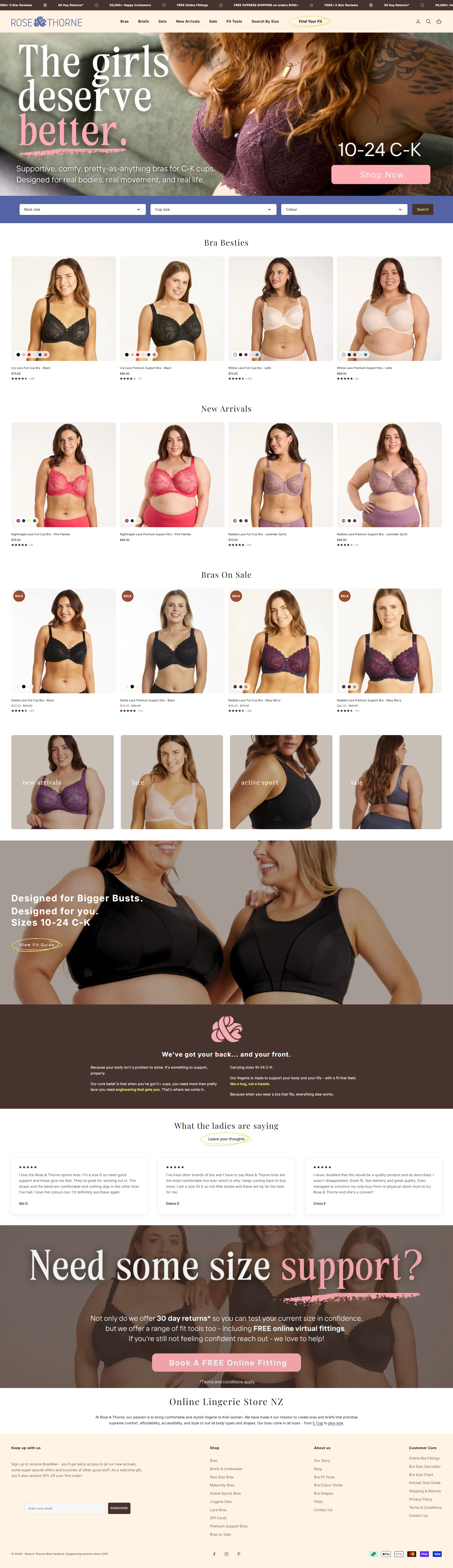 Rose & Thorne storefront homepage