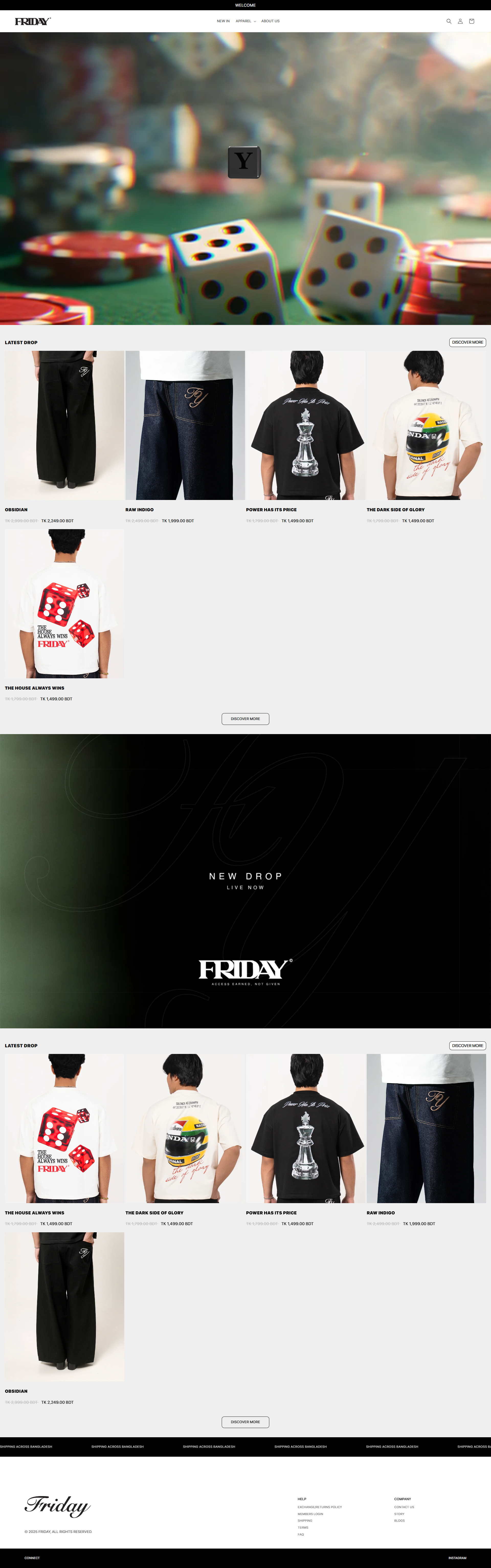 Friday storefront homepage